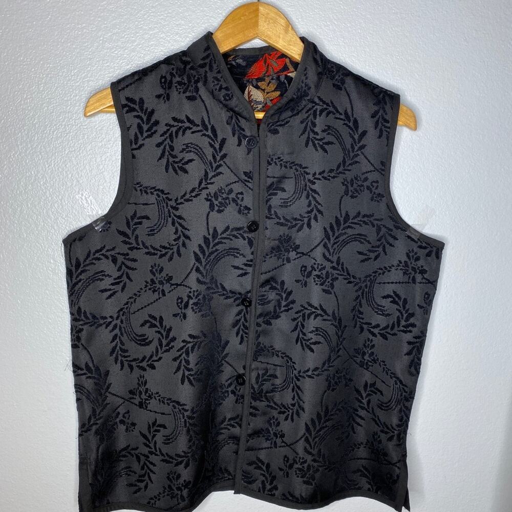 Embroidered Fall Leaves Vest Reversible Large - Picture 6 of 8